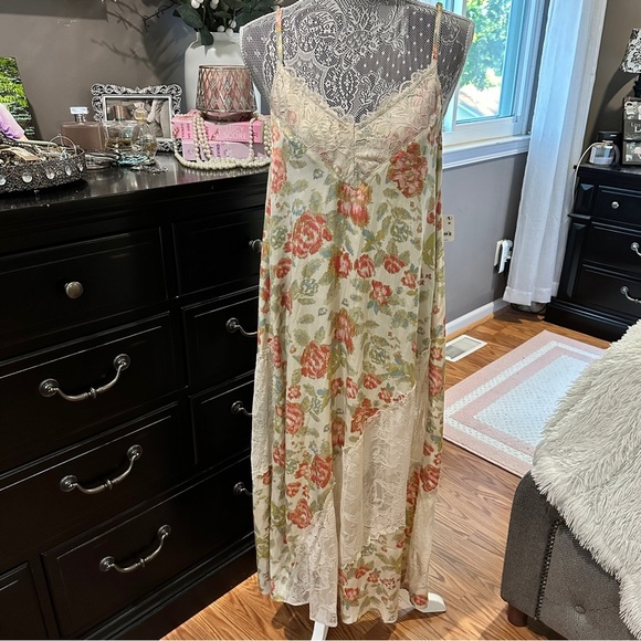 Free People Floral High Low Dress in Pink and Cream - Picture 4 of 16
